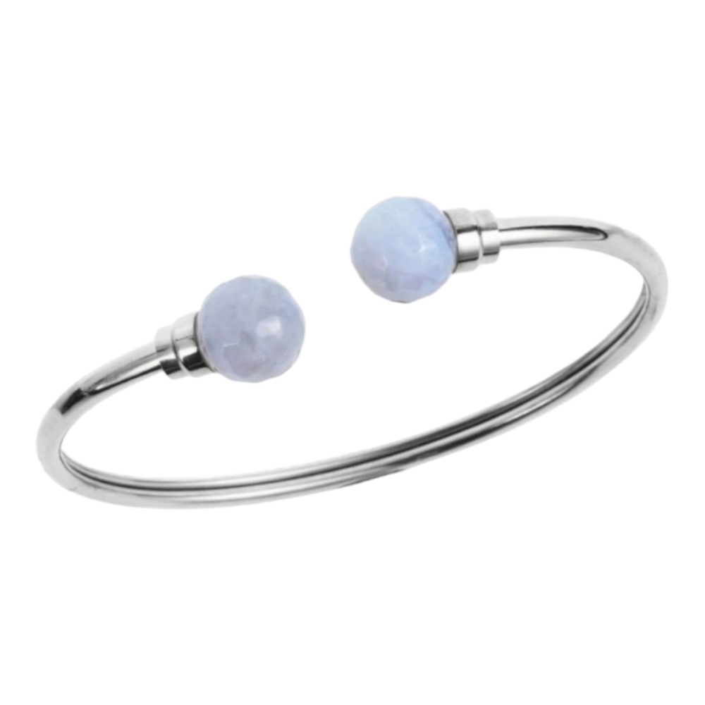 SAVVY CIE JEWELS Flexible Blue Lace Agate Cuff Bracelet, NWOT